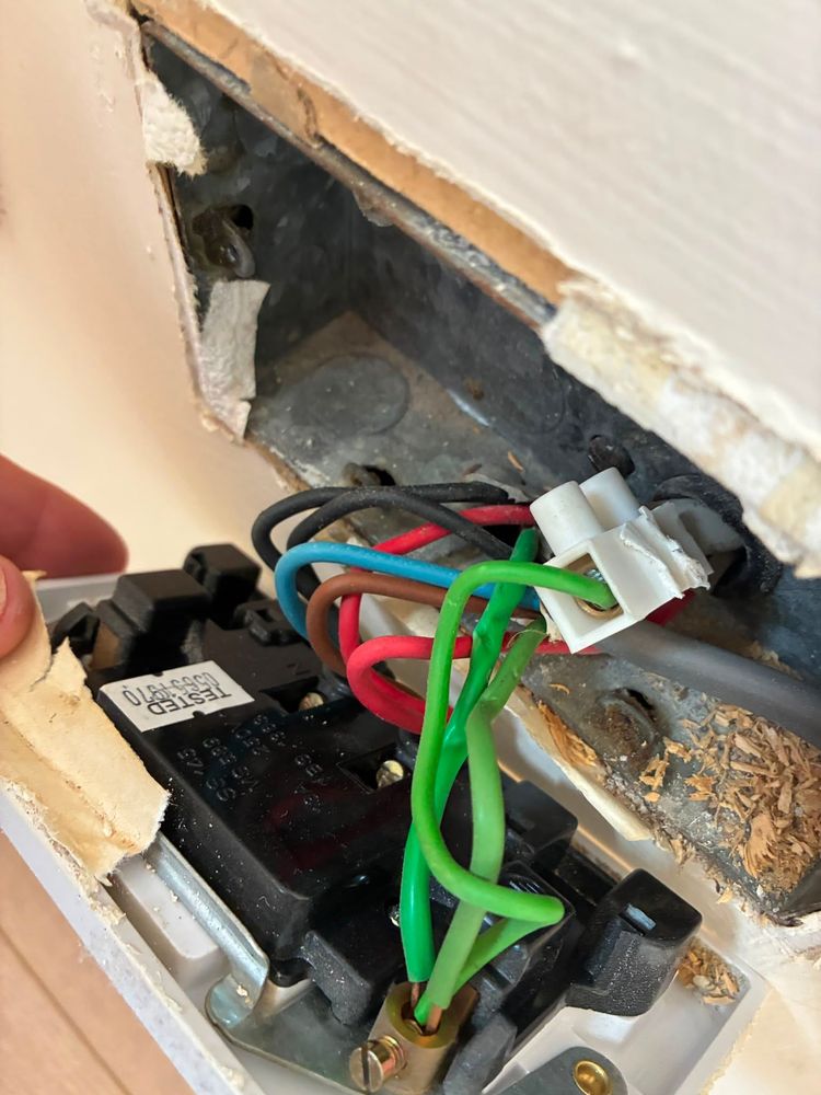 Wires extended behind socket