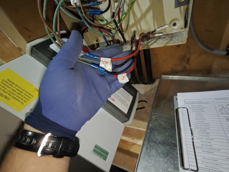 Connected cables under consumer unit
